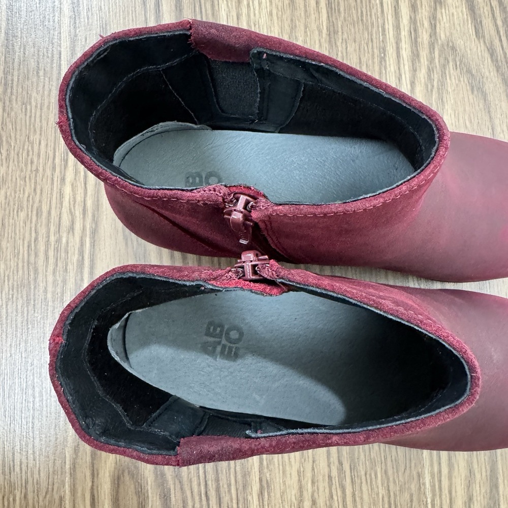 Abeo Ankle Boots Womens 8.5 Burgundy Leather Comfort Bootie Round Toe Holiday - Picture 12 of 16